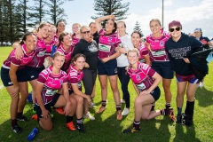 47th Kiama Sevens at Kiama Showground, Kiama, NSW. The Goulburn Dirty Reds pose after their defeat of Campbelltown. Photo Rugby AU MediaStuart Walmsley