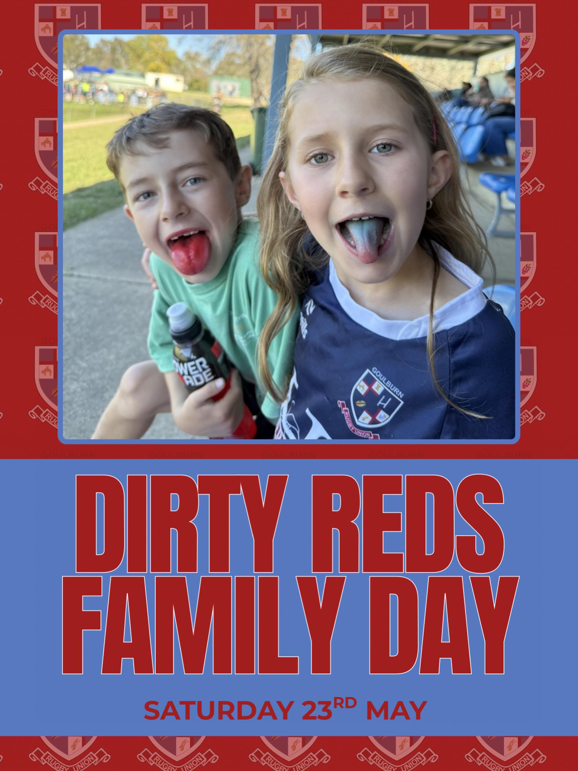 🏉🎉 DIRTY REDS FAMILY DAY 🎉🏉

Bring the whole family down for an action-packed day at the rugby this weekend! With plenty happening both on and off the field, it’s set to be a fantastic day for all ages.

🔥 The day will feature:
🏉 Women’s game
🏉 First and Second Grade Men’s games
🍦 Ice cream for the kids
🎯 Indoor & outdoor games with prizes to be won
🎨 Arts & crafts activities
👨‍👩‍👧 Parents vs Kids games and challenges — we’d love to see the parents getting involved and competing against the kids!

There’ll also be plenty of hot food and cold drinks available from the canteen all day long. 🌭🥤

Whether you’re a long-time supporter or just looking for a fun family day out, come down and enjoy a great atmosphere, exciting rugby and heaps of activities for the kids.

Get around the Goulburn Rugby Club and bring your friends and family along — it’s shaping up to be a brilliant day! 💙🏉